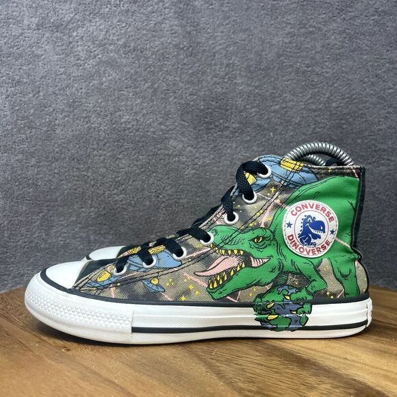 Converse Hi T-Rex Dinoverse High Top Shoes Sneakers Green Kids Size 2 - Picture 3 of 8